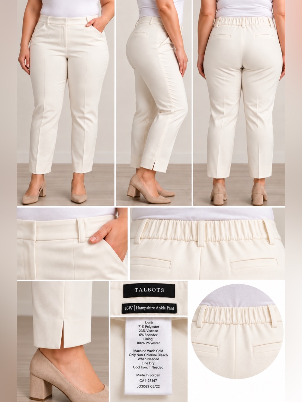 Talbots Hampshire Ankle Pant White 16W